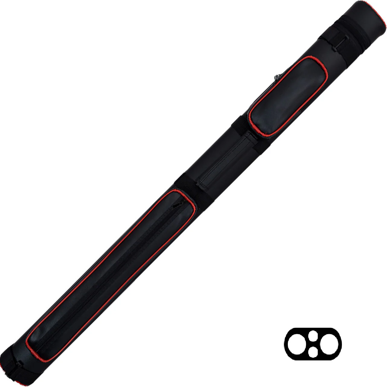 Action 2x2 Hard Cue Case - Black with Red Piping
