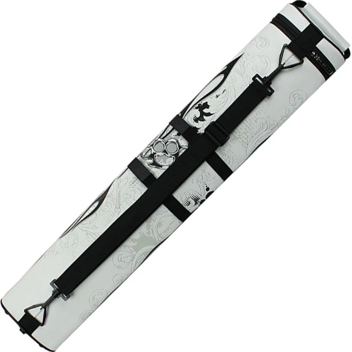 Eight Ball Mafia 3x5 Hard Cue Case - White with Skulls and Brass Knuckles - Image 3