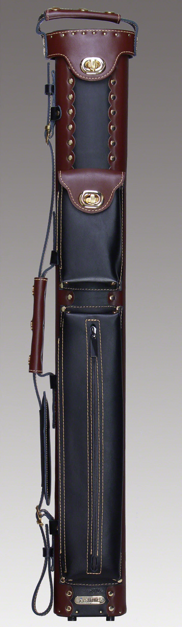 Instroke Leather Cowboy Series 3x5 Hard Cue Case - Chestnut/Black - Image 3