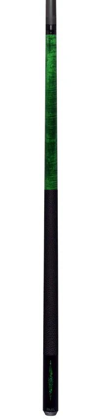 Bull Carbon Green Stained Maple with Green Genuine Shell Inlays Play Cue with Textured Leather Wrap - Image 6