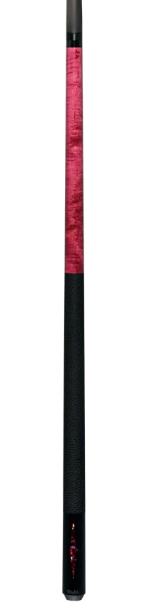Bull Carbon Pink Stained Maple with Pink Genuine Shell Inlays Play Cue with Textured Leather Wrap - Image 6