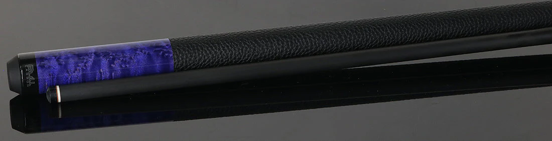 Bull Carbon Purple-Stained Birdseye Maple Play Cue with Textured Leather Wrap - Image 3