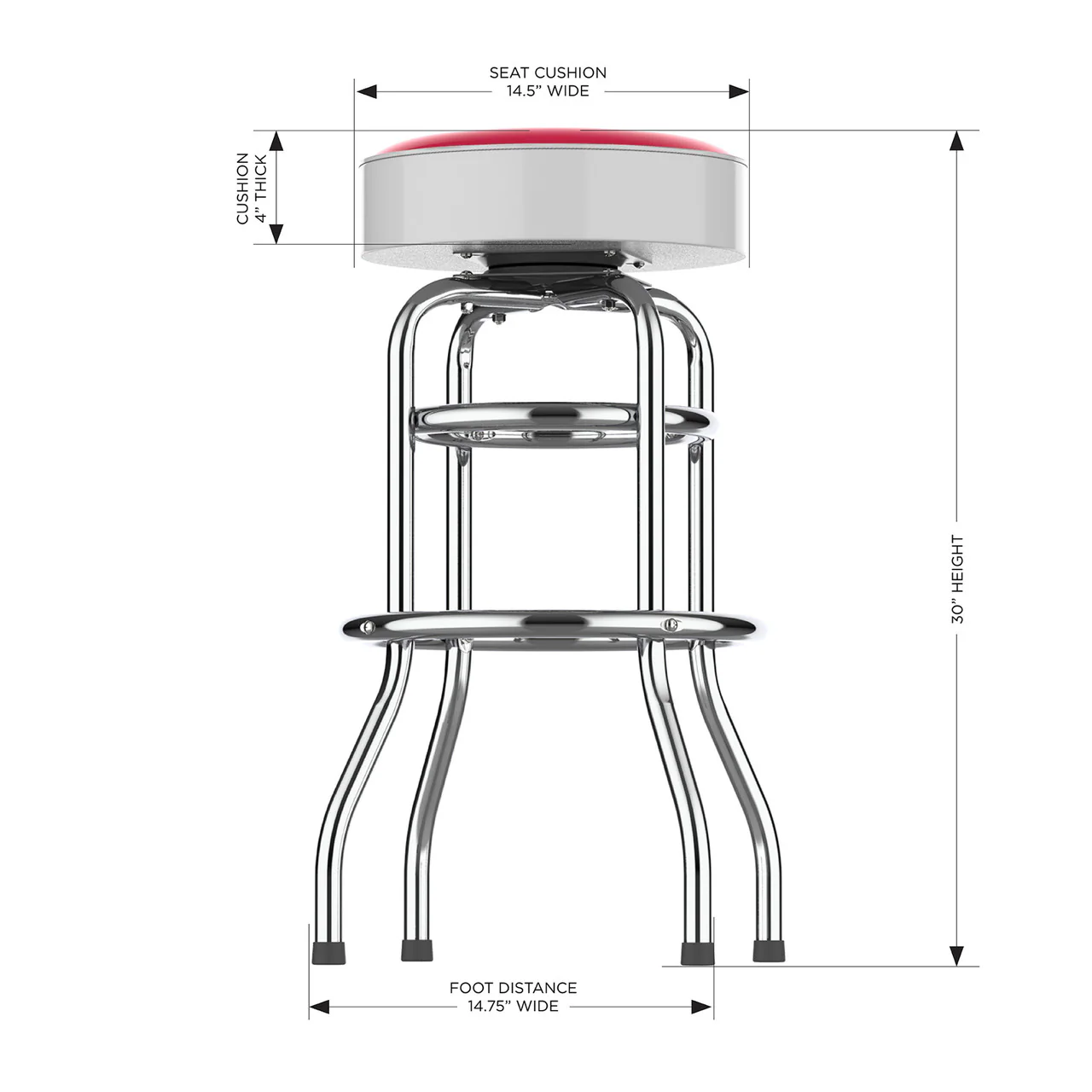 Cincinnati Reds Bar Stool Chrome - Image 2