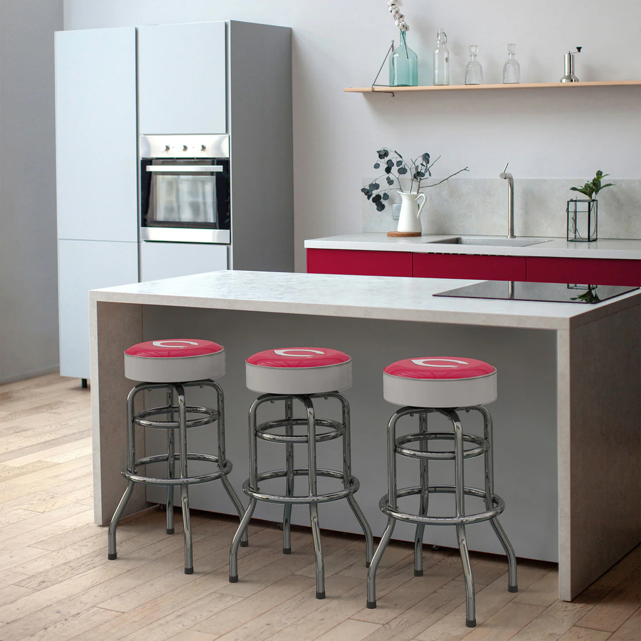 Cincinnati Reds Bar Stool Chrome - Image 6