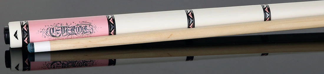 Cueroc CR-D05 Goth 1 No Wrap Pool Cue - Pink with Silver Graphic - Image 3