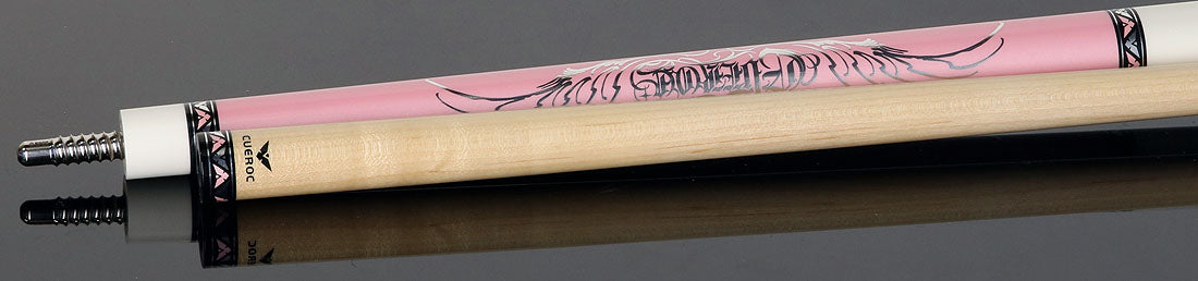 Cueroc CR-D05 Goth 1 No Wrap Pool Cue - Pink with Silver Graphic - Image 4