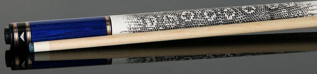 Cueroc CR-N04 Galaxy 4 Pool Cue - Blue Stained Dymond Wood with Ring-tailed Lizard Wrap - Image 3