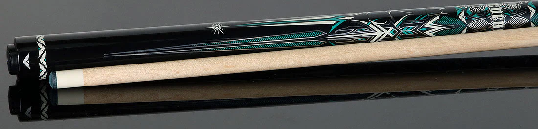 Cueroc CR-D02 Storm 2 Black and Green Graphic No Wrap Pool Cue - Image 3