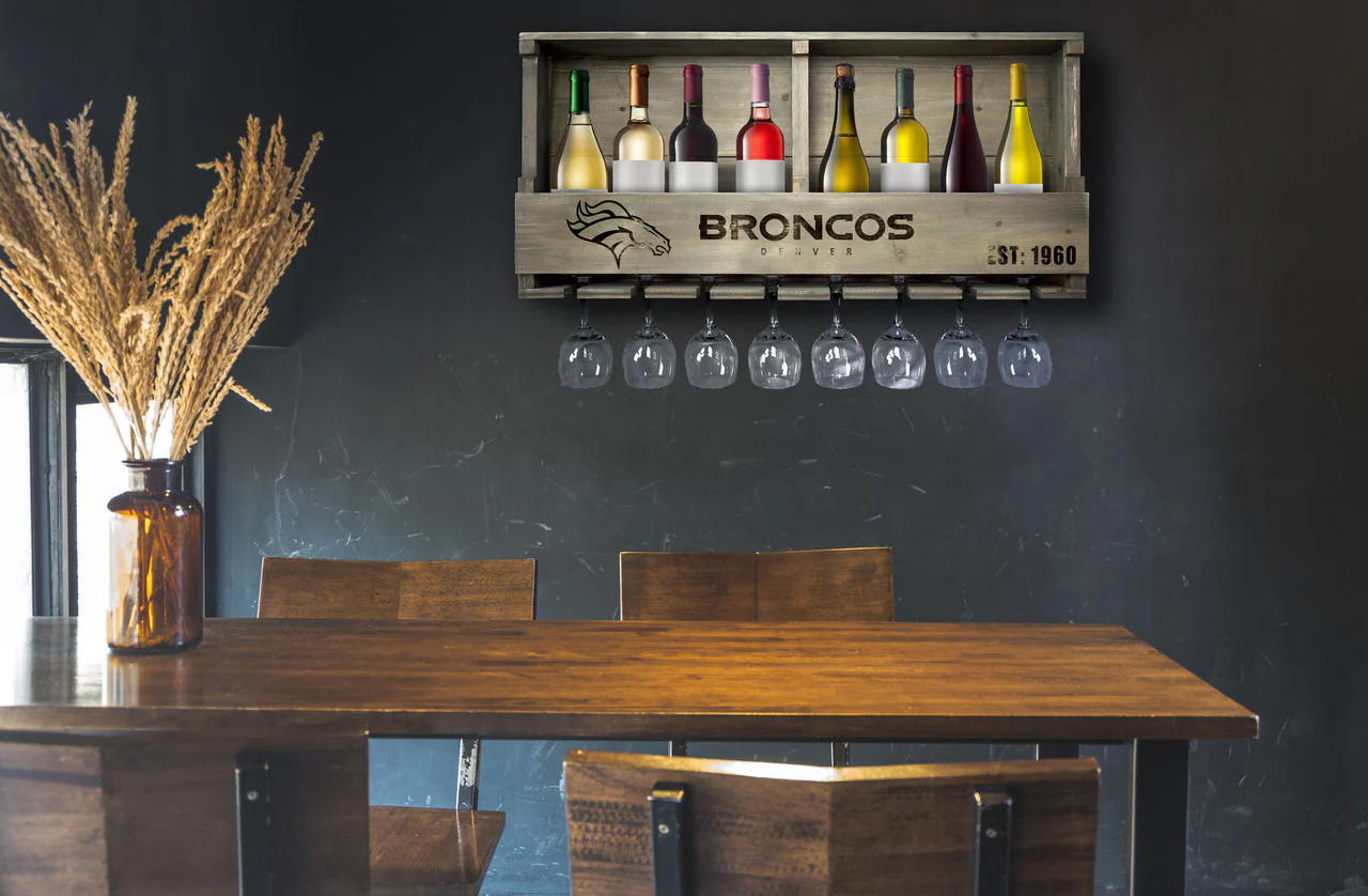 Denver Broncos Bar Shelf Reclaimed Wood - Image 3