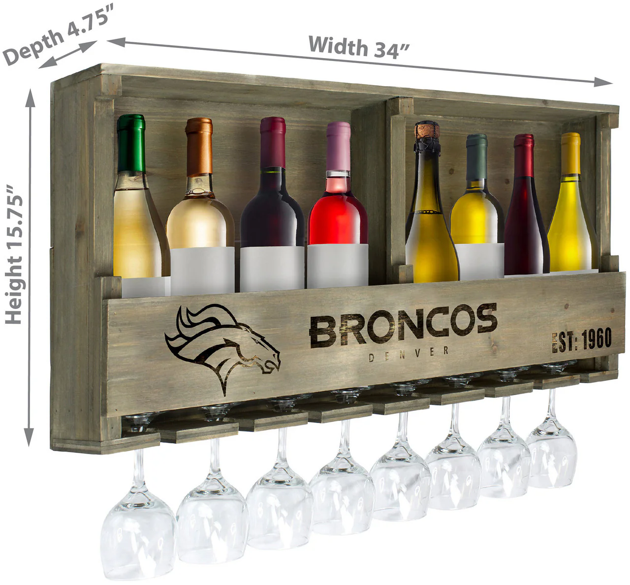 Denver Broncos Bar Shelf Reclaimed Wood - Image 4