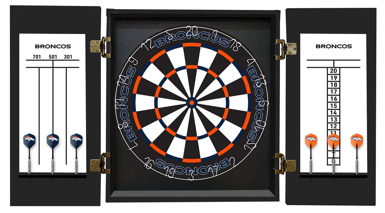 Denver Broncos Dartboard Cabinet Set Fan's Choice - Image 3