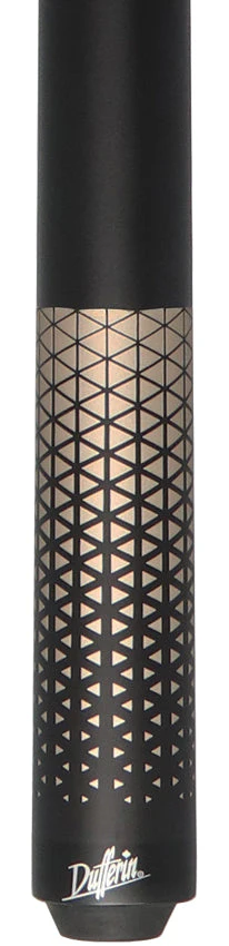 Dufferin D348 Pool Cue - Matte Black with Gold Triangle Design Graphic - Image 2