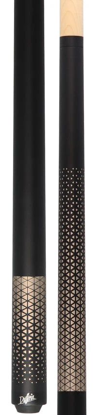 Dufferin D348 Pool Cue - Matte Black with Gold Triangle Design Graphic - Image 3