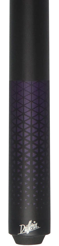 Dufferin D349 No Wrap Pool Cue - Matte Black with Purple Triangle Design Graphic - Image 2