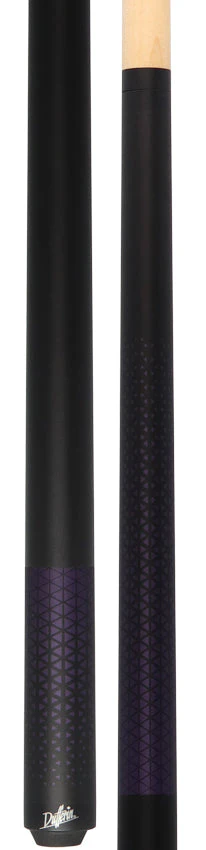 Dufferin D349 No Wrap Pool Cue - Matte Black with Purple Triangle Design Graphic - Image 3
