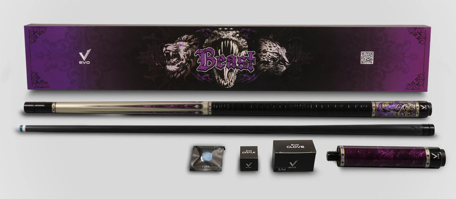 EVO Beast Amethyst Lion Leather Wrap Pool Cue Maxbing Edition - Image 3