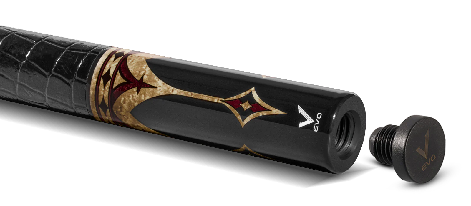 EVO Crown Royal Black Pool Cue with Black Crocodile Wrap - Image 5