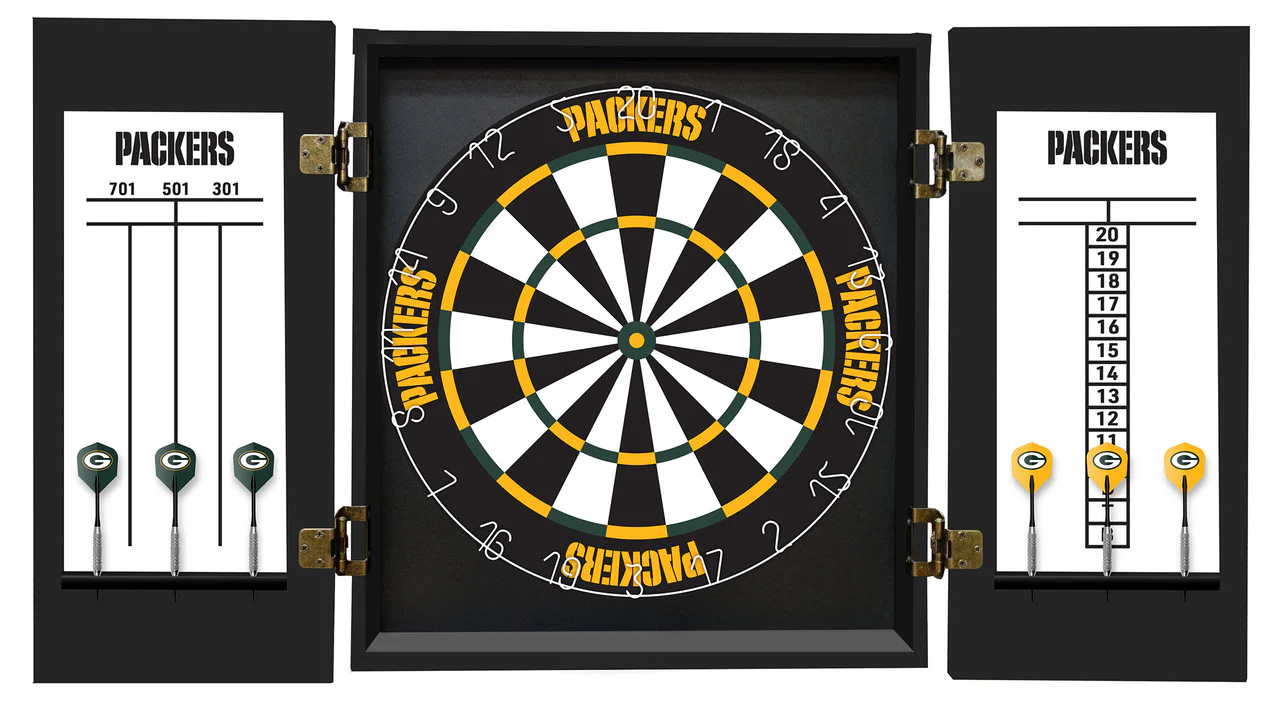 Green Bay Packers Dartboard Cabinet Set Fan's Choice - Image 4