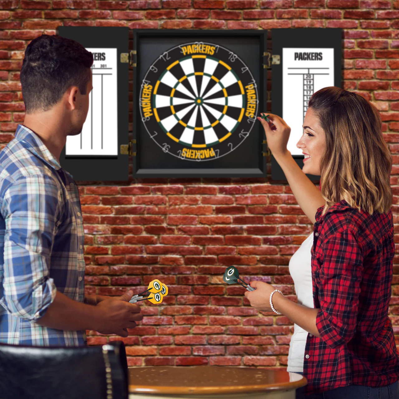 Green Bay Packers Dartboard Cabinet Set Fan's Choice - Image 5