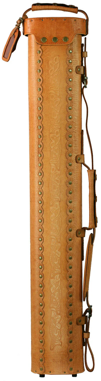 Instroke Saddle Series B 2x4 Cue Case - Tan Hand Tooled - Image 3