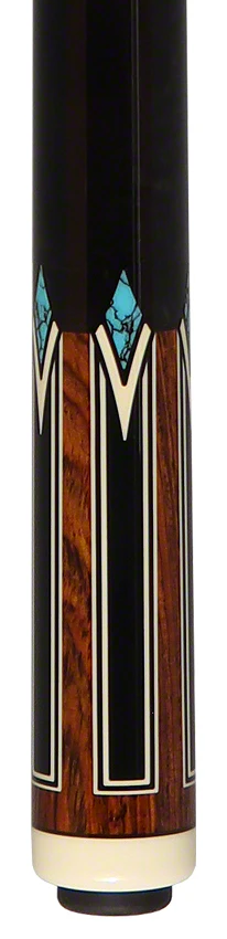 J Pechauer P17R Pro Series Pool Cue - Cocobolo with Black Points and Turquoise Inlays - Image 2