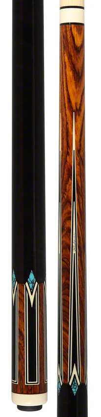 J Pechauer P17R Pro Series Pool Cue - Cocobolo with Black Points and Turquoise Inlays - Image 5