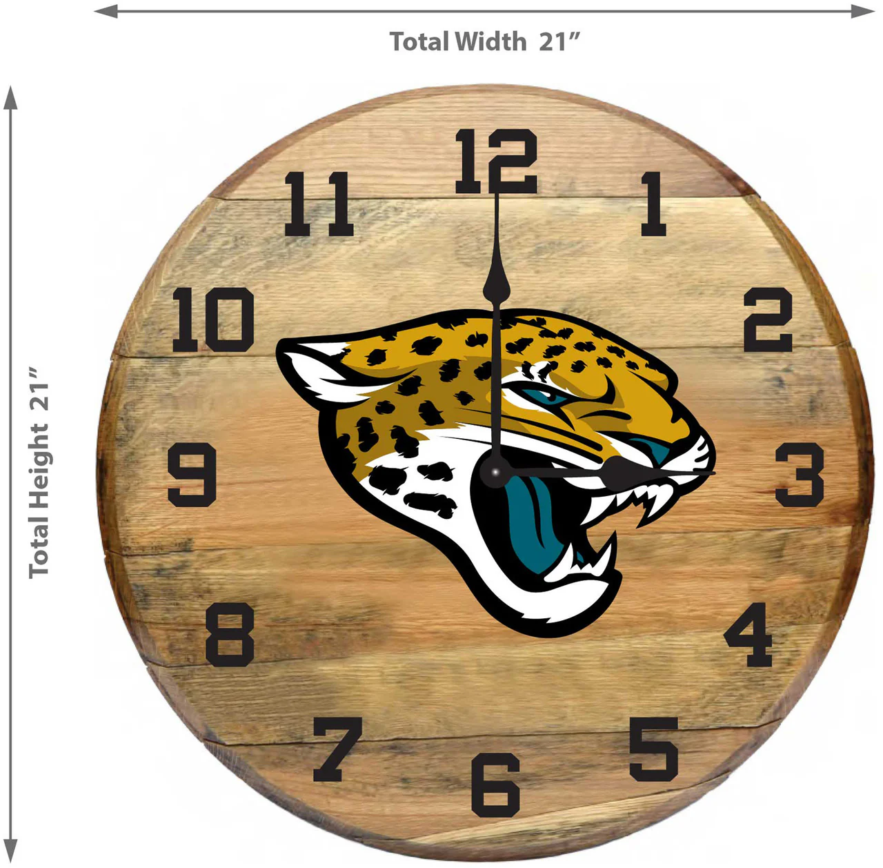 Jacksonville Jaguars Oak Barrel Clock - Image 2