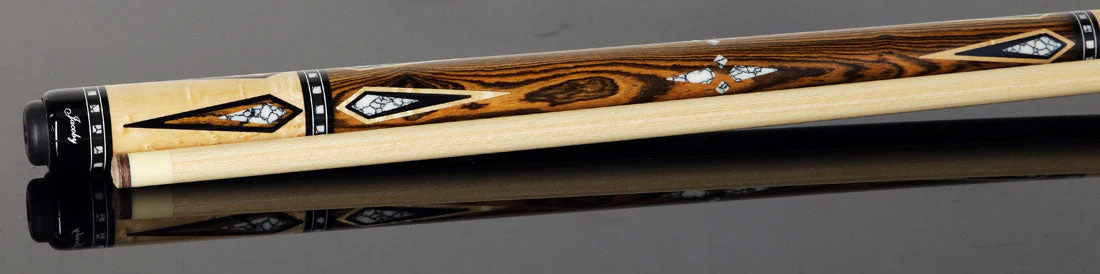 Jacoby HBV2 Series Pool Cue - Curly Maple with Bocote Points and White Buffalo Turquoise Inlays - Image 3