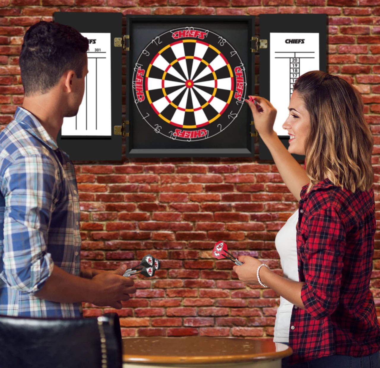 Kansas City Chiefs Dartboard Cabinet Set Fan's Choice - Image 5