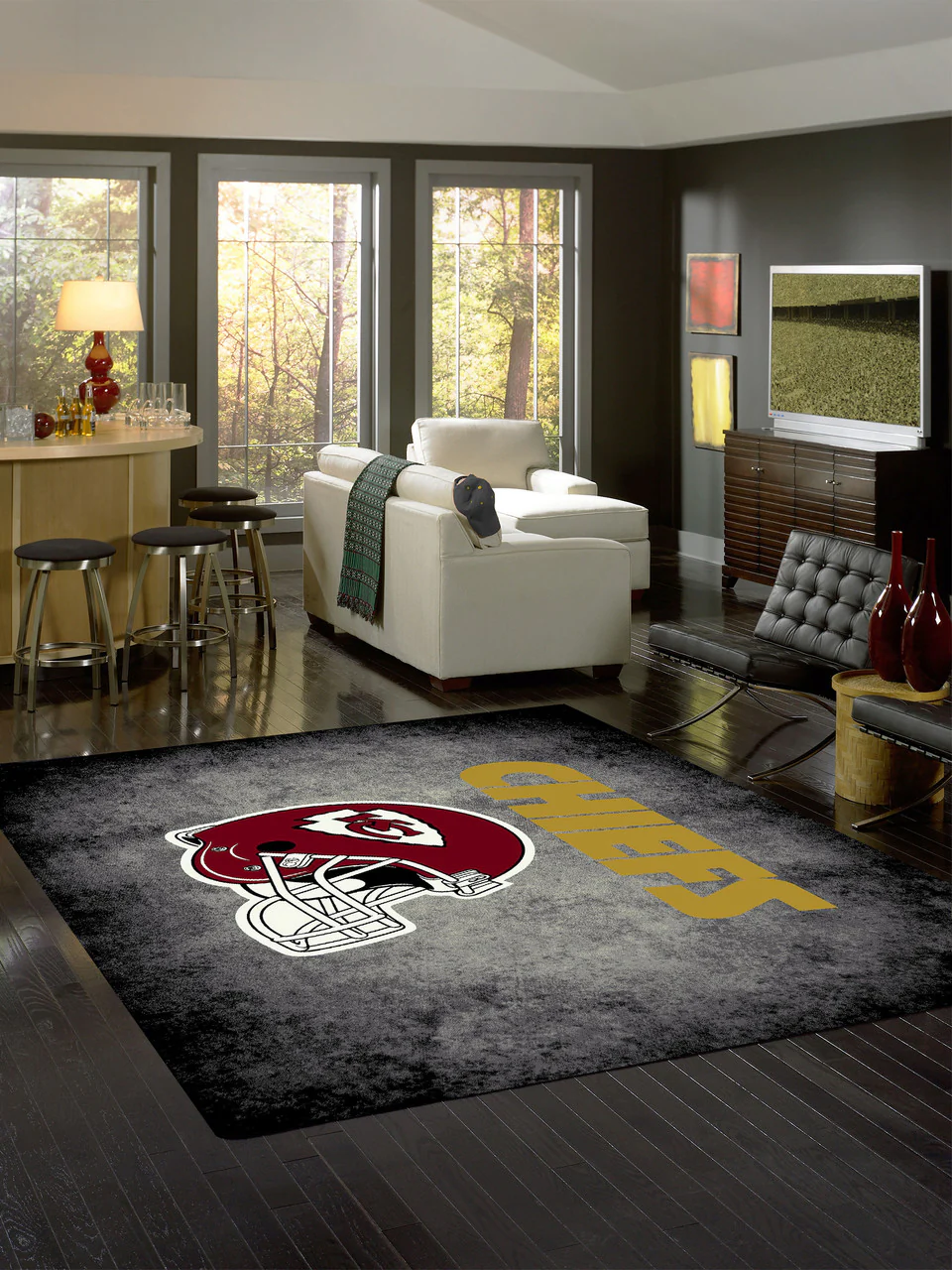 Kansas City Chiefs Rug Distressed - Image 3