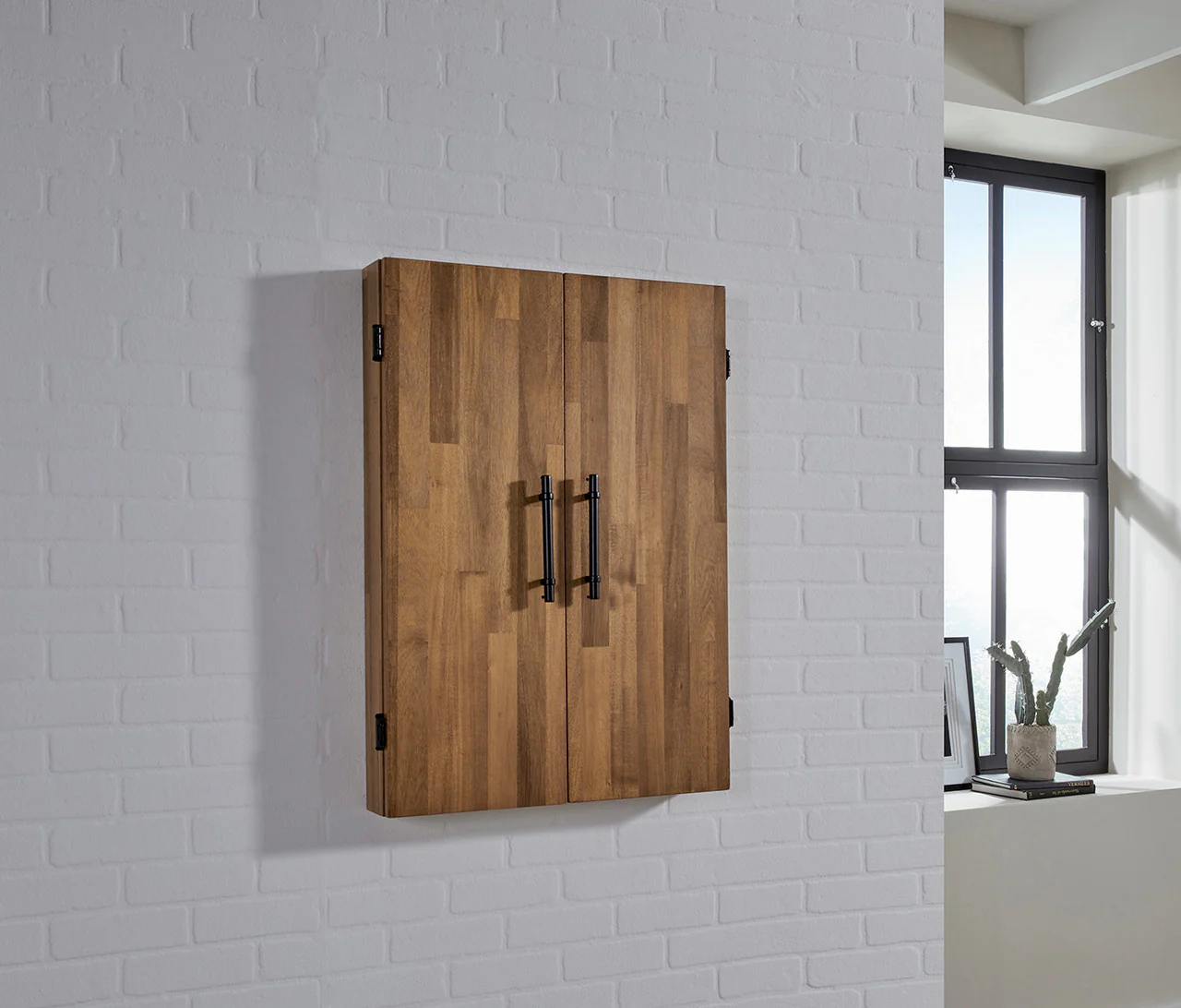 American Heritage Knoxville Wall Mount Dartboard Cabinet - Acacia Finish - Image 3