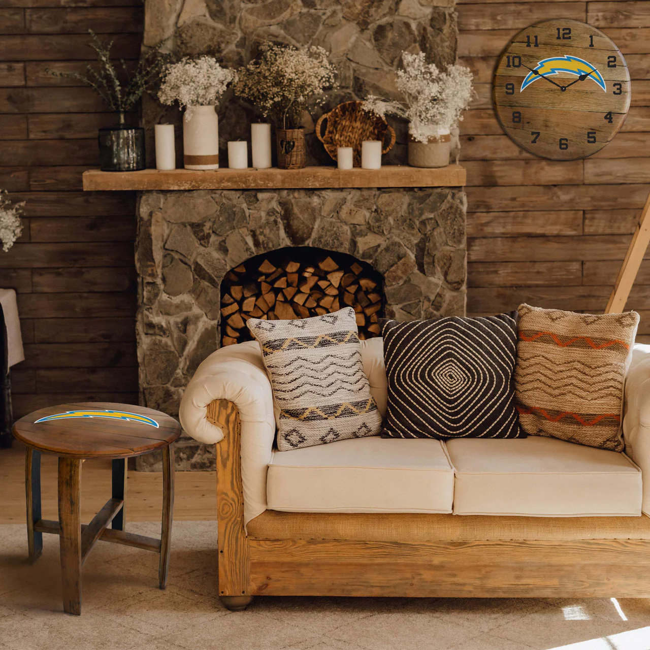Los Angeles Chargers Oak Barrel Table - Image 3