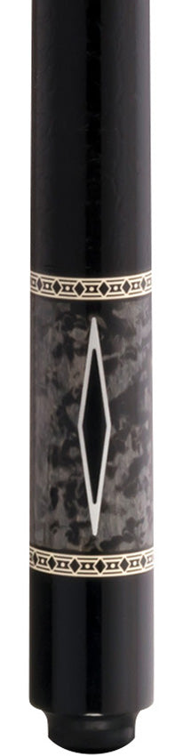 Lucky L54 Pool Cue - Gray Burl Wood with Black Points Graphic and Textured Leather Wrap - Image 2