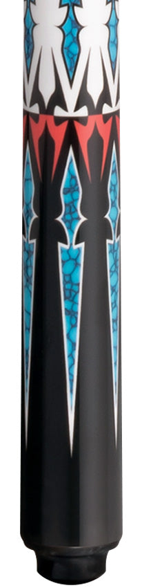 Lucky L81 No Wrap Pool Cue - Black with Blue / Red / White Graphic - Image 2