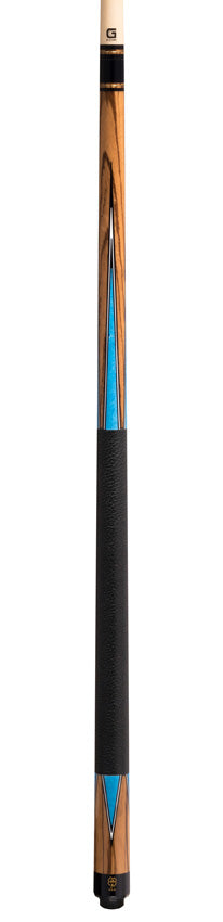 McDermott G1002 G Series Pool Cue - Zebrawood with Denim Blue Points and Textured Leather Wrap - Image 4