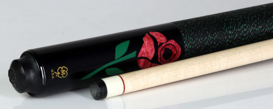 McDermott G435 G Series Pool Cue - Birdseye Maple with Black Urethane Points and Red Burl Rose Inlays - Image 3