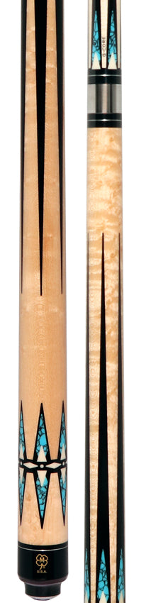 McDermott G605 G Series No Wrap Pool Cue - Maple with Black Urethane Points and Turquoise Inlays - Image 3