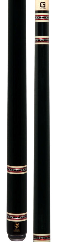 McDermott H551 H-Series No Wrap Pool Cue - Black Painted Maple with Red Pearl and Silver Rings - Image 3
