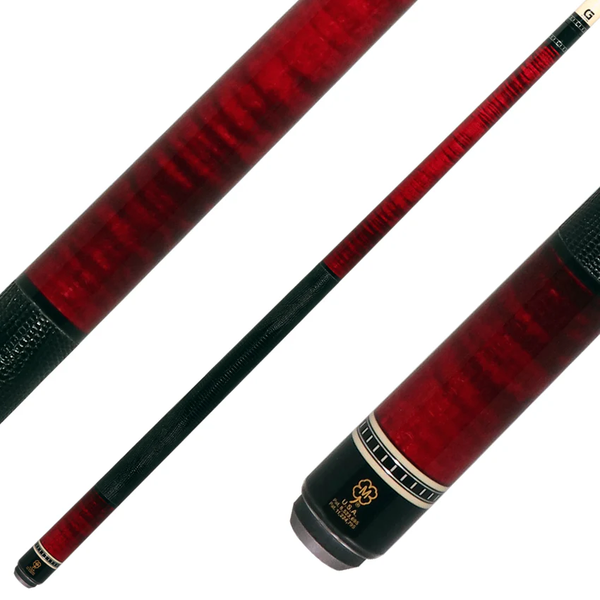 McDermott H651 H-Series Pool Cue - Burgundy Stained Curly Maple with Embossed Lizard LeatherWrap