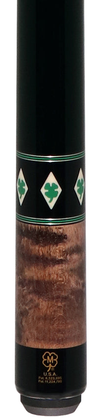 McDermott H850 H-Series Pool Cue - Gray and Walnut Stained Birdseye Maple with Green Clover Inlays - Image 2
