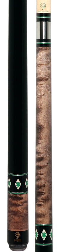 McDermott H850 H-Series Pool Cue - Gray and Walnut Stained Birdseye Maple with Green Clover Inlays - Image 3