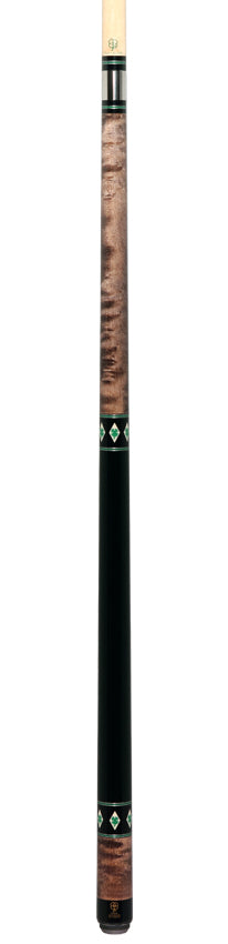 McDermott H850 H-Series Pool Cue - Gray and Walnut Stained Birdseye Maple with Green Clover Inlays - Image 4