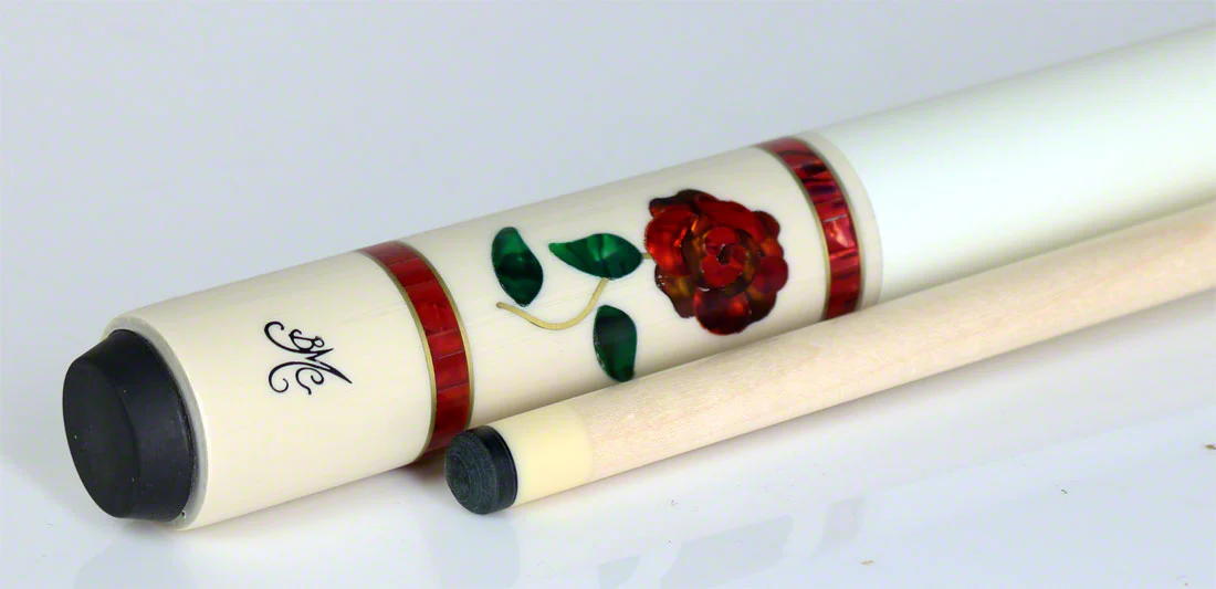 Meucci Designer Series BMCGRWHPRO Pool Cue - White Glass Rose with Pro Shaft - Image 3