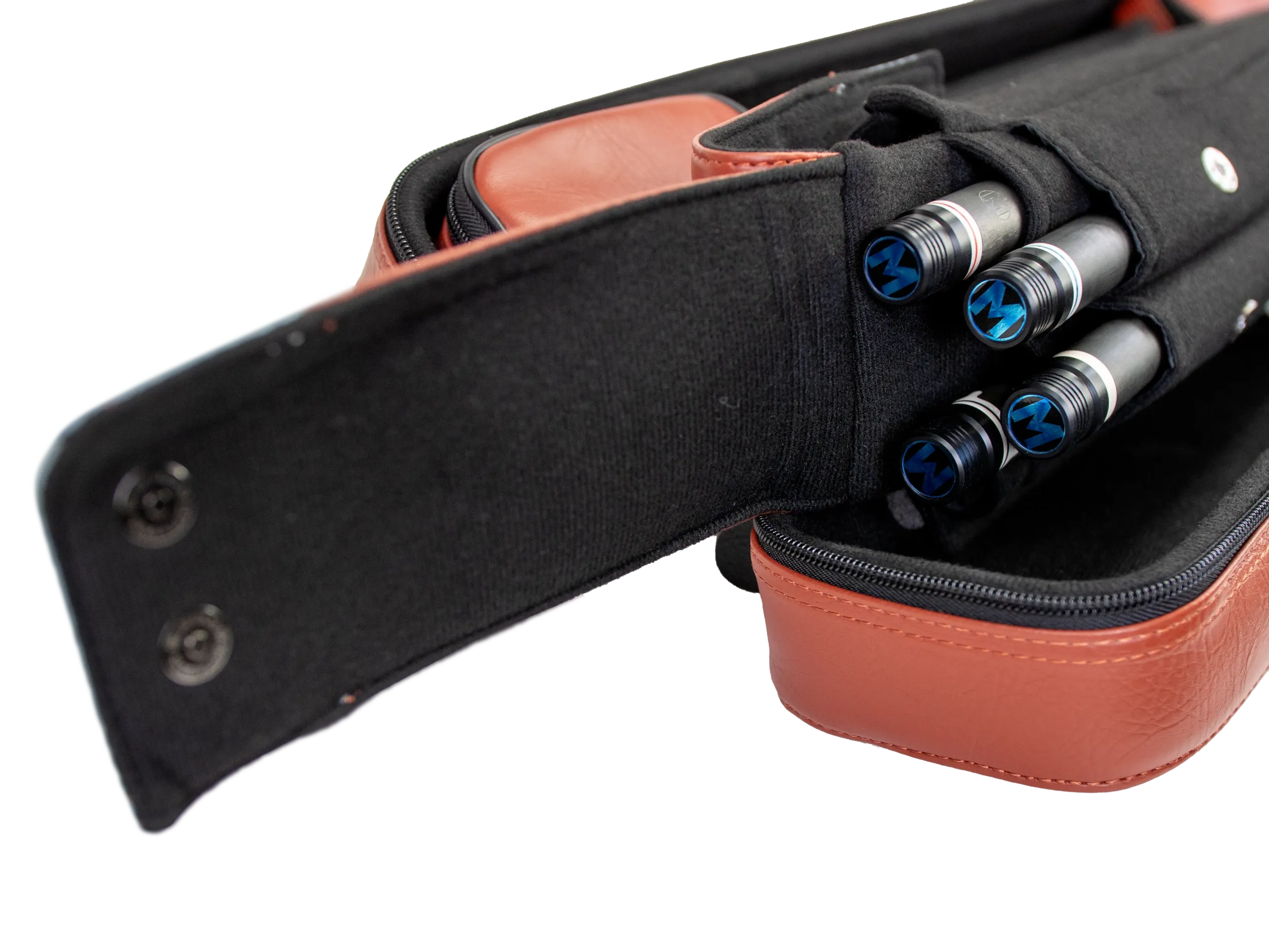 Molinari Flat Butterfly 2x4 Soft Cue Case - Brown / Light Blue - Image 10