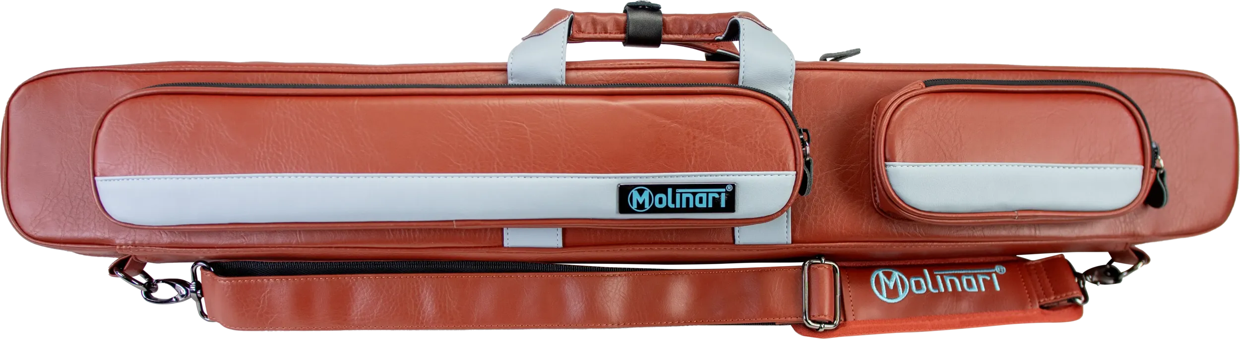 Molinari Flat Butterfly 2x4 Soft Cue Case - Brown / Light Blue - Image 2