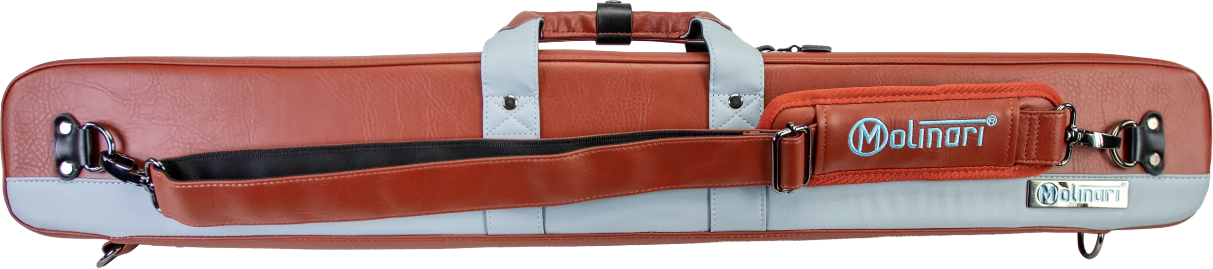 Molinari Flat Butterfly 2x4 Soft Cue Case - Brown / Light Blue - Image 3