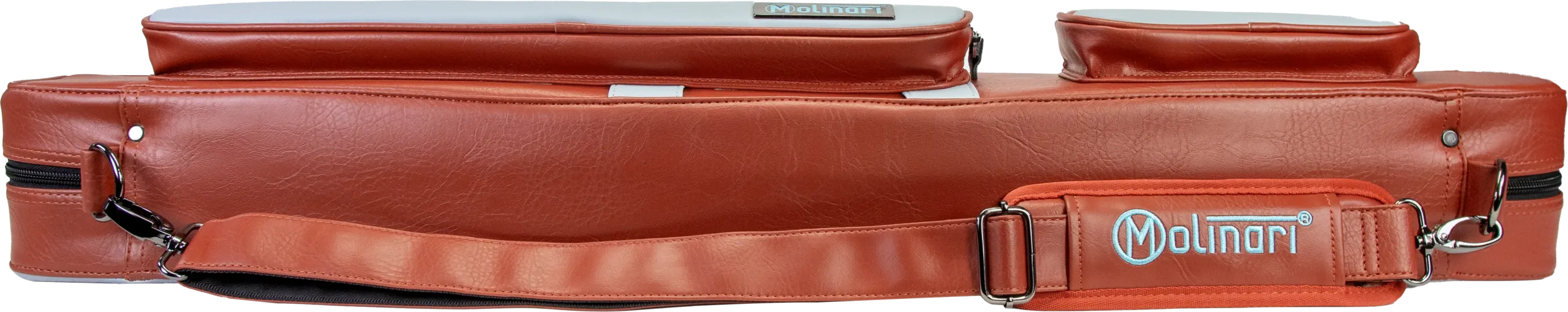 Molinari Flat Butterfly 2x4 Soft Cue Case - Brown / Light Blue - Image 5