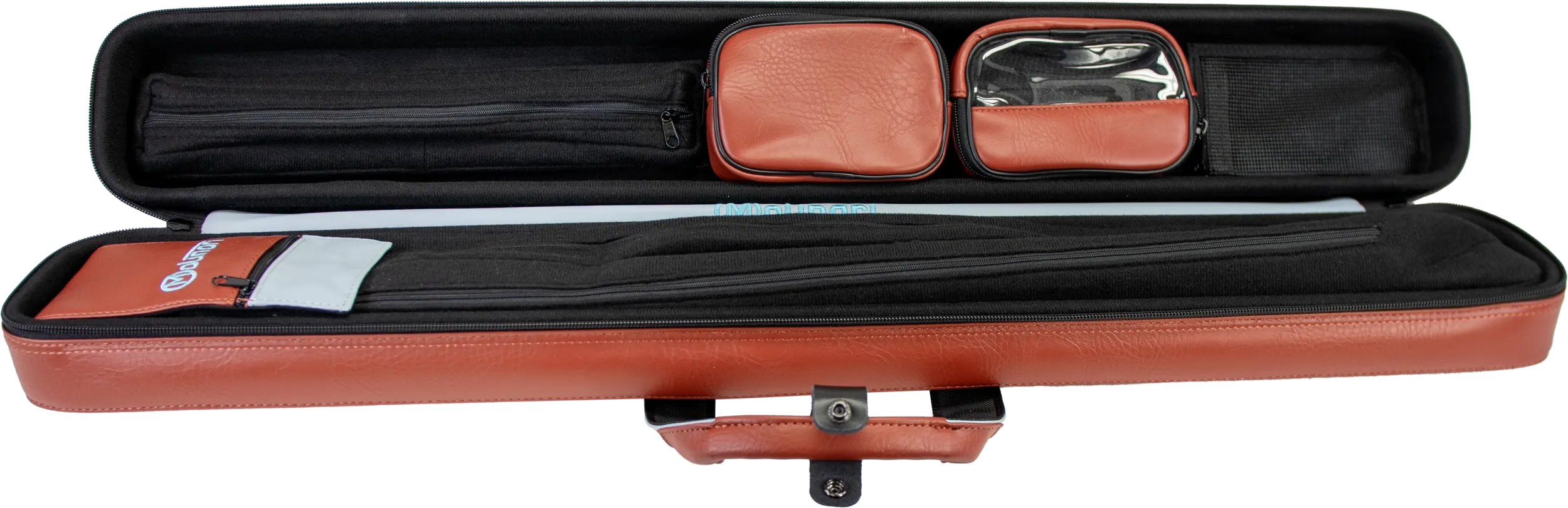 Molinari Flat Butterfly 2x4 Soft Cue Case - Brown / Light Blue - Image 6