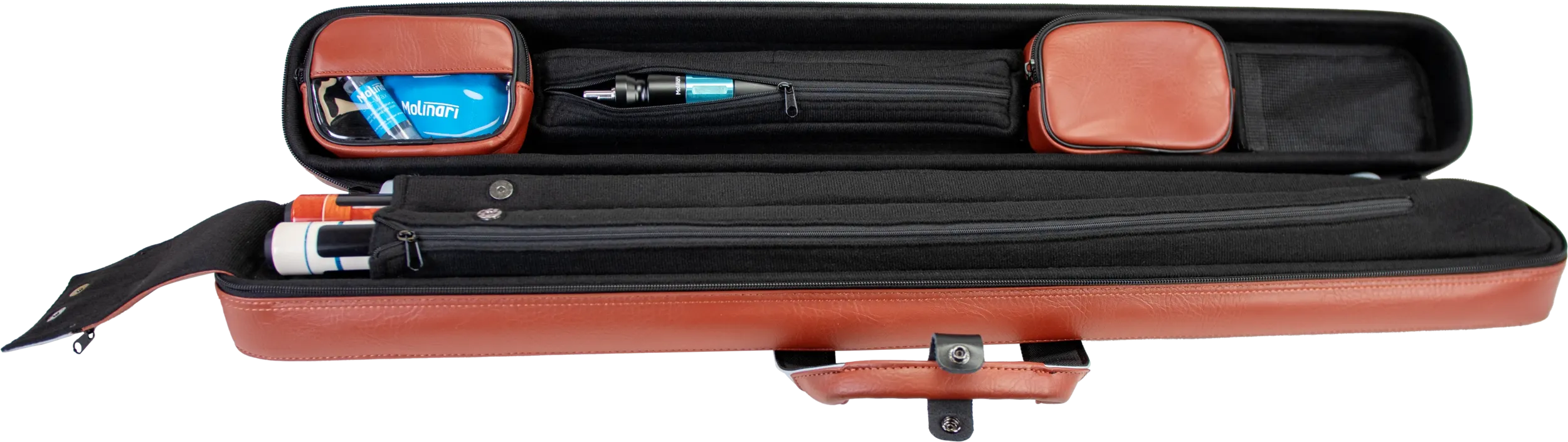 Molinari Flat Butterfly 2x4 Soft Cue Case - Brown / Light Blue - Image 8