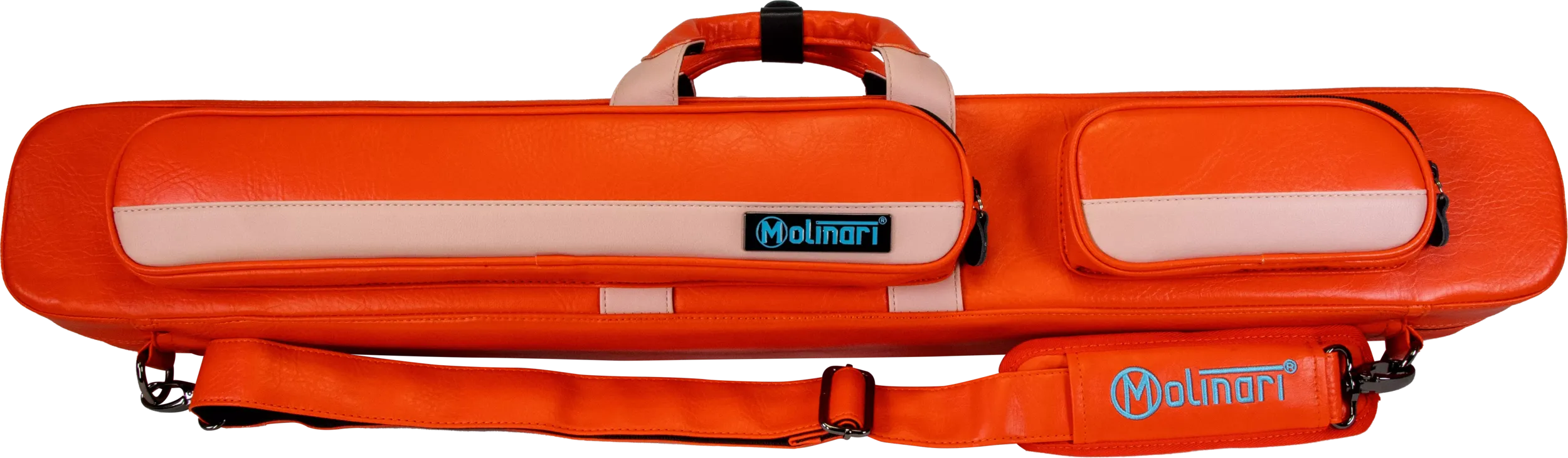 Molinari Flat Butterfly 2x4 Soft Cue Case - Orange / Light Pink - Image 2